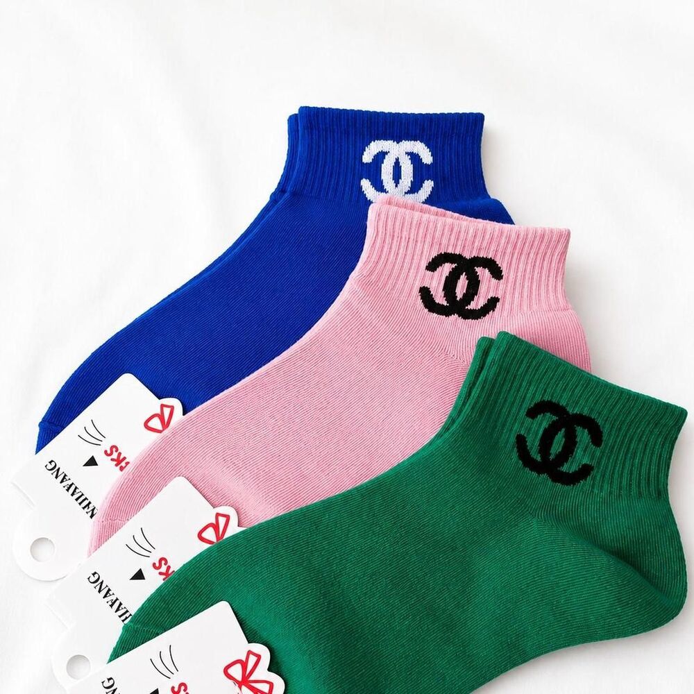 3PC FASHION Women's Multicolor COTTON Socks Preppy Summer